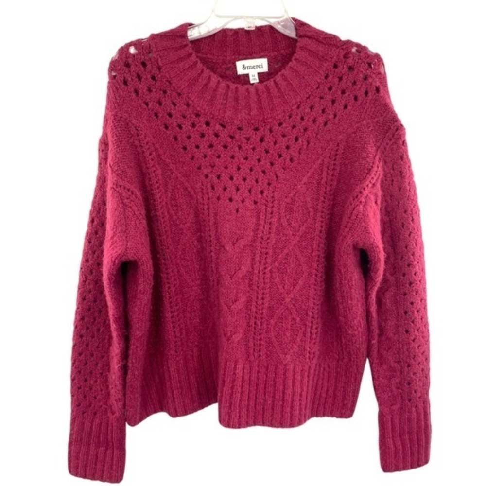 &Merci Mohair Wool Cable Knit Sweater